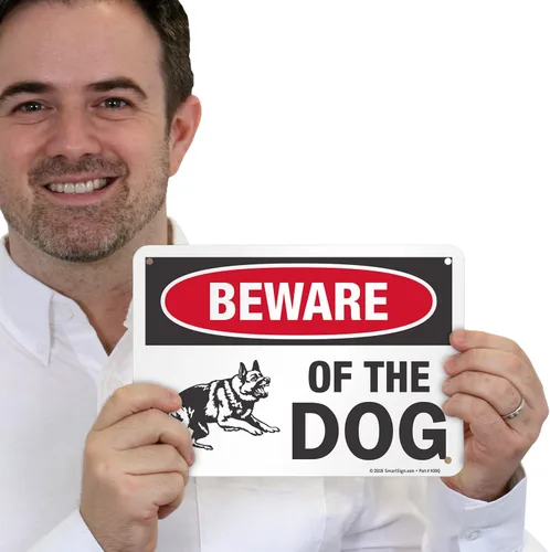 Miniatura 2 de SmartSign Letrero de metal con gráfico "Beware of The Dog" de 7 x 10 pulgadas, aluminio laminado a prueba de óxido, rojo, negro y blanco, fabricado