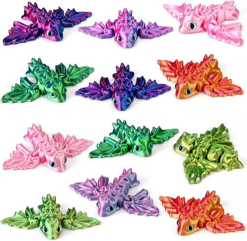 Miniatura 9 de 12 figuras de gusano impresas en 3D de animales, articuladas, flexibles, para aliviar el estrés, figuras de animales, decoración de escritorio