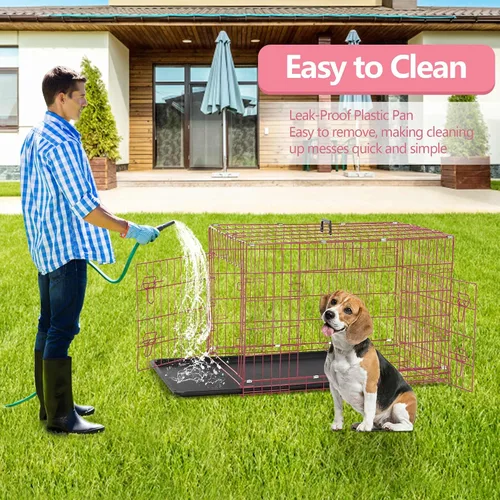 Miniatura 3 de Jaula mediana para perros de 30 pulgadas, resistente para perros medianos, jaula plegable de alambre de metal con bandejas extraíbles, cerraduras