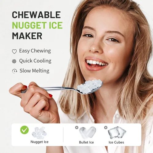 Miniatura 2 de KEENSTAR Máquina de hielo para encimera de pepitas con hielo masticable suave, máquina de hielo de guijarros de 40 libras/24 horas para el hogar