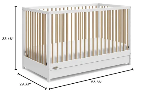 Miniatura 11 de Cuna convertible 5 en 1 con cajón Graco Teddi (Blanco con madera flotante) – Certificado GREENGUARD Gold, combinación de cuna con cajón, cajón