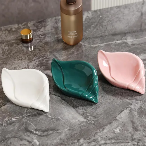 Miniatura 7 de Sea-Shell - Jabonera de cerámica con autodrenante, bandeja de jabón para fregadero, baño, ducha, soporte pequeño y elegante con esmalte, fácil