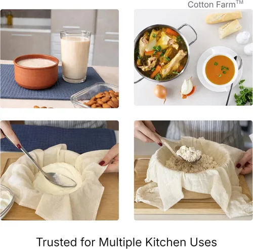 Miniatura 10 de Cotton Farm - Paños de queso precortados, 18 x 18 pulgadas, grado 100, bordes sobrehilados, listos para usar, gasa de muselina para colar y cocinar