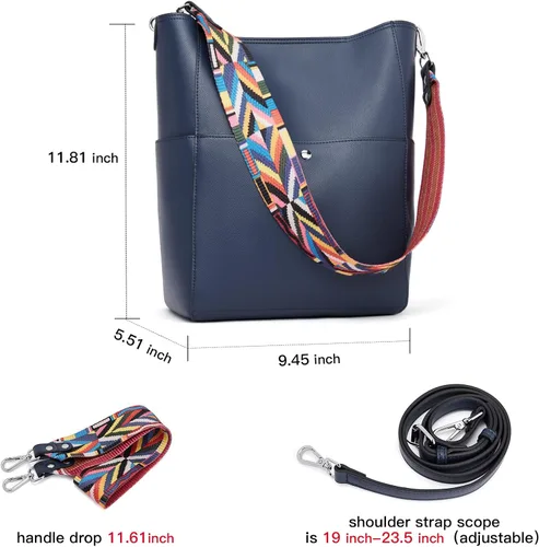 Miniatura 3 de BROMEN Bolsa Hobo para mujer, diseñada con cuero vegano, de hombro, bandolera