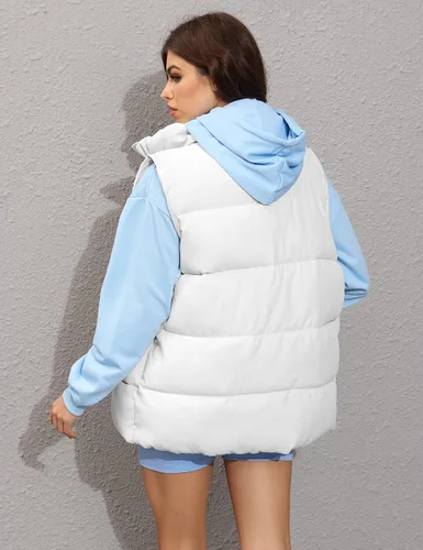 Miniatura 5 de Athlisan Chaleco acolchado con cremallera para mujer, cuello alto, sin mangas, acolchado