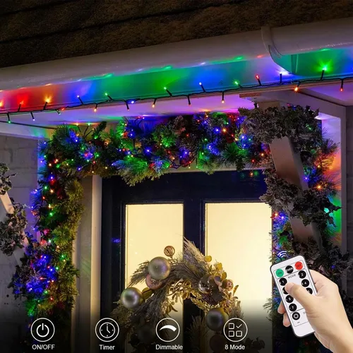 Miniatura 4 de echosari Paquete de 2 Luces de Cadena de Navidad a Batería, Cable Verde de 32 pies 100 Luces de Cadena de Hadas LED con Control Remoto Temporizador