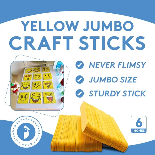 Miniatura 4 de Paquete de 200 palitos amarillos para manualidades, palitos de cera y depresores de lengua de Acción de Gracias, de 6 pulgadas, paquete de 200