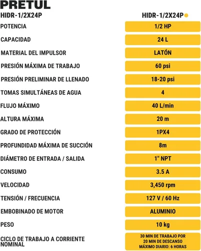 Miniatura 8 de Bomba de aire 1/2 HP, 24 litros Pretul