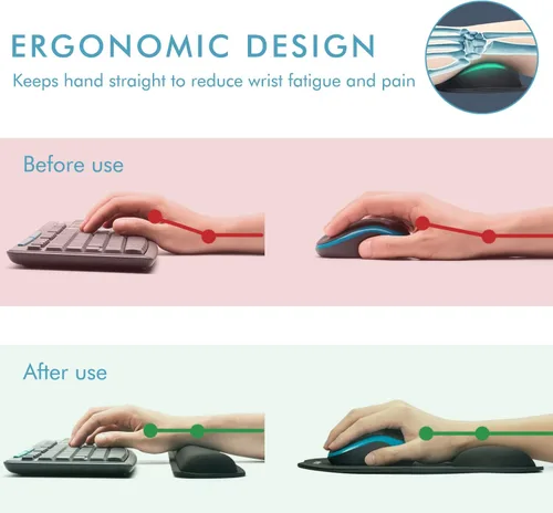Miniatura 3 de VAGAU Reposamuñecas para teclado y mouse pad de alta calidad, juego de espuma viscoelástica ergonómica para oficina, laptop, Mac, computadora