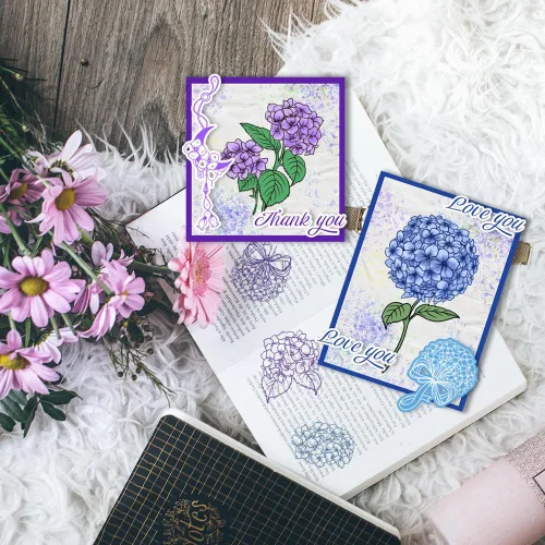 Miniatura 6 de PH PandaHall Sellos transparentes de hortensias, sellos de silicona con flores, sellos de goma para álbumes de fotos, tarjetas de vacaciones