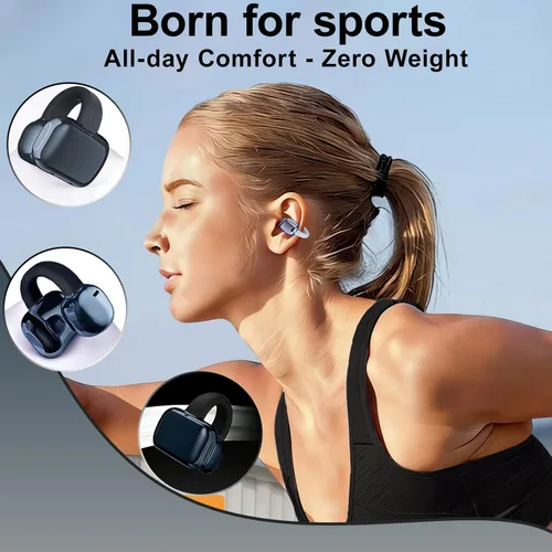 Auriculares inalámbricos Bluetooth de oreja abierta, con clip, cómodos para todos los oídos, auriculares ENC con cancelación de ruido con tiempo de