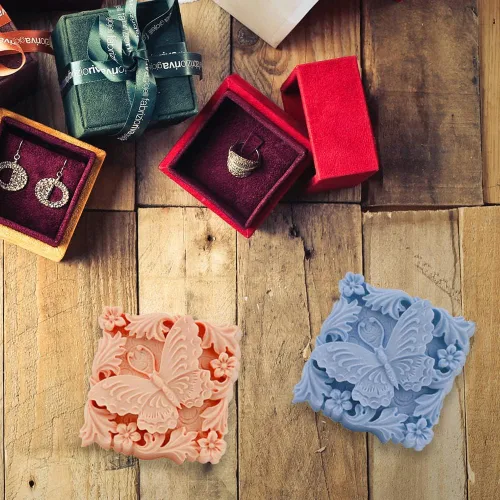 Miniatura 7 de Paquete de 2 moldes de jabón de flores de mariposa para hacer jabón, molde de silicona floral 3D para jabones hechos a mano, bombas de baño, barras