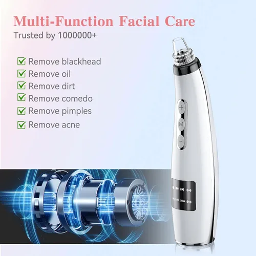 Miniatura 2 de Aspiradora de poros para eliminar puntos negros, aspiradora de puntos negros, limpiador facial de poros con 5 niveles de succión ajustables, 5