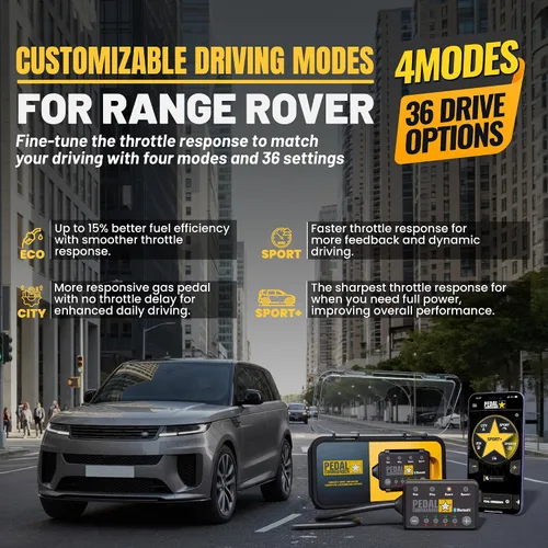 Miniatura 4 de PEDAL COMMANDER para Land Rover Range Rover Sport (2014 y posteriores) (2.ª generación) SE, HSE, SVR, turboalimentado, sobrealimentado