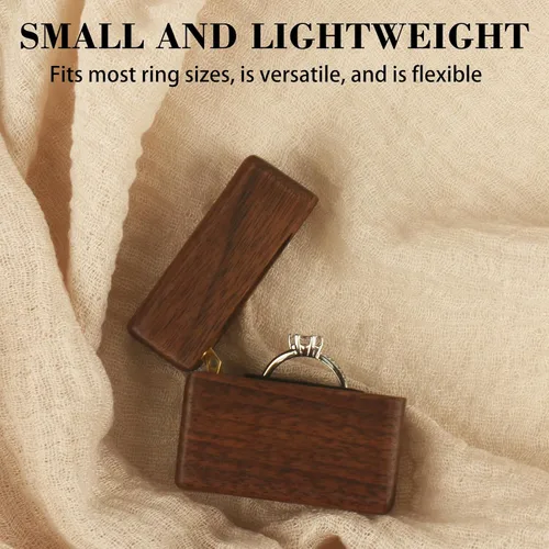 Miniatura 5 de Caja de madera para anillos de compromiso para propuesta, regalo para el día de la boda, caja de almacenamiento de anillo de regalo de compromiso