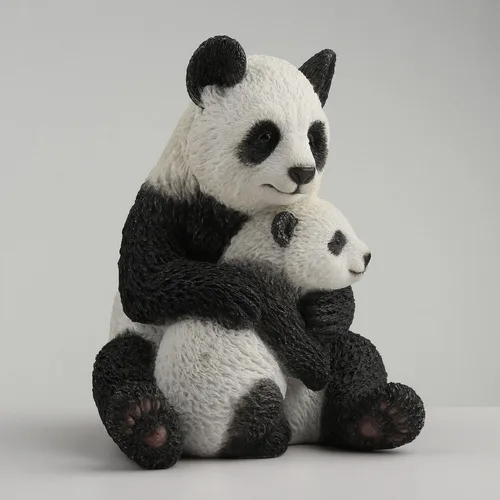 Miniatura 3 de Veronese Design Figura coleccionable pintada a mano de 4 1/2 pulgadas con diseño de panda abrazando a cachorro