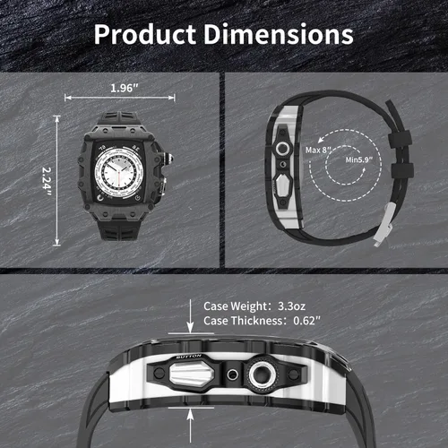 Miniatura 4 de Funda de metal de lujo con correa para Apple Watch Series 9, 8, 7, 1.772 pulgadas, SE 6, 5, 4, 1.732 pulgadas, protector de pantalla resistente