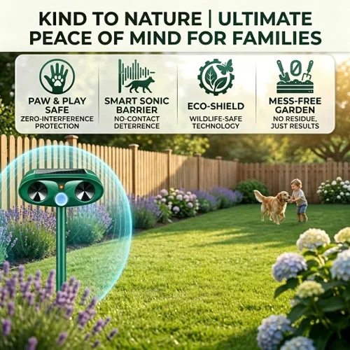 Miniatura 6 de Sonic Fortress Pro - Repelente ultrasónico de ciervos repelente de gatos, disuasorio de mapaches al aire libre, repelente solar de animales
