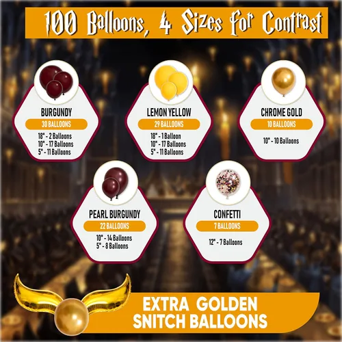 Miniatura 3 de Kit de arco de guirnalda de globos de mago mágico todo en 1 con snitch adicional para decoraciones de cumpleaños de mago mágico, suministros