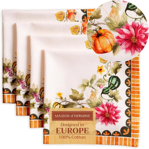 Miniatura 103 de Maison d' Hermine Happy Florals - Juego de 4 servilletas 100% algodón suave y cómodo perfectas para cenas familiares, bodas, fiestas de cóctel, 063