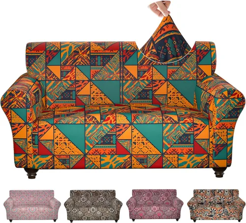 Miniatura 58 de Fundas elásticas para silla, fundas elásticas para sillón de 2 piezas, fundas de sofá lavables con diseño floral para sillón, protector de muebles