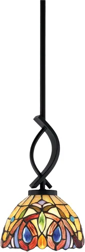 Miniatura 58 de Toltec Lighting Cavella Stem Colgado Mini colgante, acabado grafito, vidrio de muselina blanca de 4 pulgadas