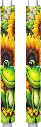 Miniatura 19 de Pardick Juego de 2 cubiertas para manija de puerta de refrigerador, diseño de hoja de limón amarillo lavable, protector decorativo para manija