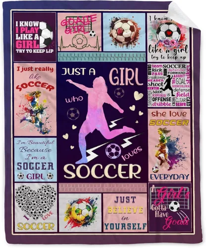 Miniatura 53 de Manta de fútbol para niñas, regalos de fútbol para niñas y niños, manta de franela de forro polar suave y cálida para niñas, regalos de fútbol