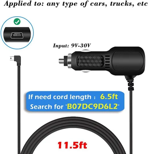 Miniatura 6 de Cargador de cámara para salpicadero, Plozoe Car Dash Cam Cable de alimentación USB Adaptador de carga de vehículo para GPS GPS Nuvi Gar 'min, Mirror