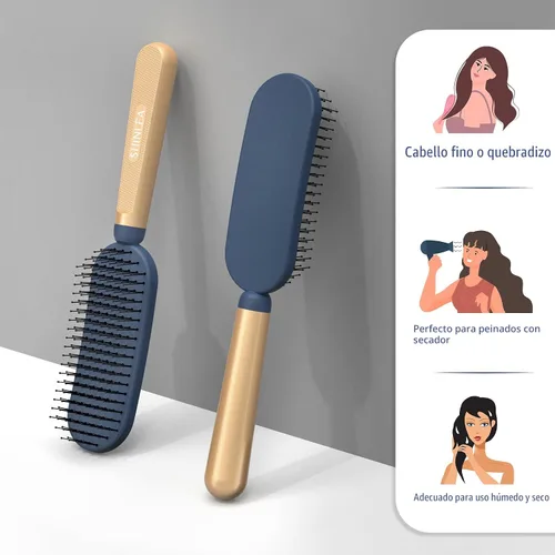 Miniatura 2 de SHINLEA Cepillo de pelo delgado para cabello fino, delgado y grueso, cerdas de nailon dobles suaves para desenredar y masajes profundos, mango