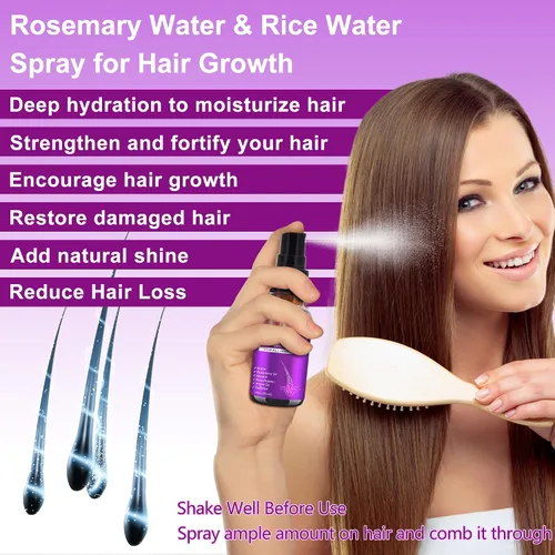 Miniatura 5 de Aceite de romero suero para el crecimiento del cabello con agua de romero y agua de arroz en aerosol para el crecimiento del cabello, aceite