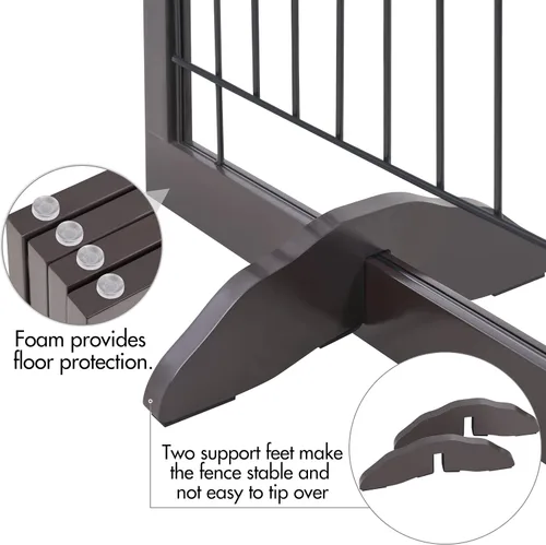 Miniatura 8 de Yaheetech Puerta extra ancha independiente para perros, valla plegable para cachorros con pies de apoyo adecuada para puertas, escaleras, 98 Espresso