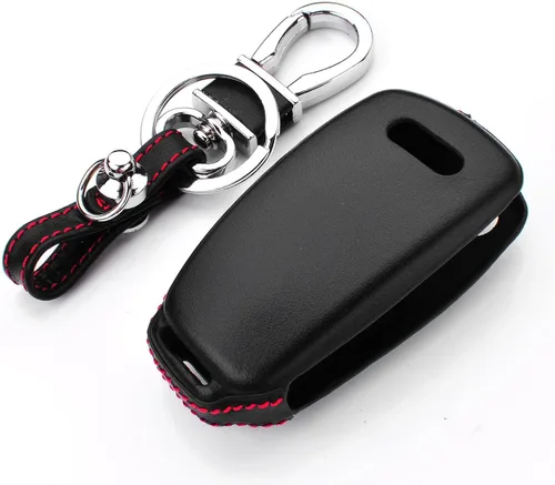Miniatura 3 de Para Hombre Mujer Genuino Cubierta de Llavero de Cuero para Audi A1 A3 A4 A6 A8 Quattro Q2 Q3 Q7 R8 RS3 RS6 S3 S6 TT TTS, Funda de Llavero de Coche