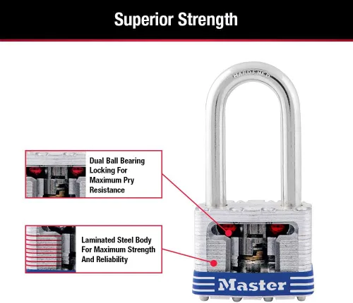 Miniatura 6 de Master Lock 3DLF- Candado de argolla larga, con 1-1/2 pulgadas. Argolla