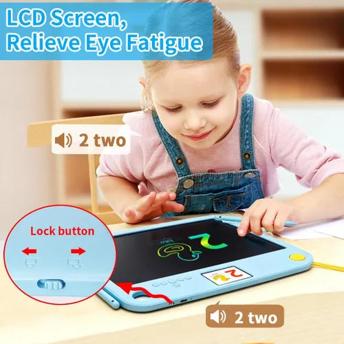 Miniatura 5 de Tableta de aprendizaje para niños con pantalla doble, tablero de escritura y dibujo borrable para niños pequeños, juguete educativo sin pantalla