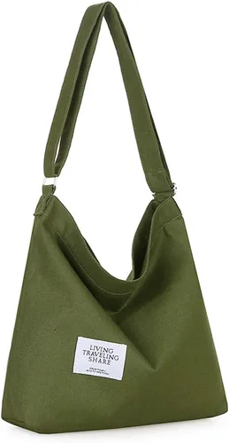 Covelin - Bolso de hombro de lona para mujer, clásico, informal, estilo bohemio, bolso de mano o cruzado, tamaño grande