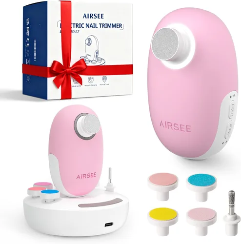 Miniatura 9 de AIRSEE Cortadora de uñas eléctrica para bebés con luz LED, cortaúñas para recién nacidos, lima de uñas eléctrica segura y fácil, juego de cuidado
