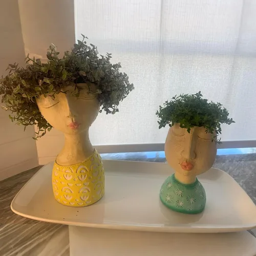 Miniatura 7 de DiliComing Macetas de Cara de Resina - Maceta de 8 Pulgadas para Interiores y Exteriores con Orificio de Drenaje para Plantas Suculentas, Decoración