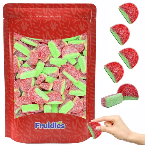 Miniatura 10 de Fruidles Gomitas de sandía en rodajas de caramelo, deliciosas gomitas con sabor a frutas recubiertas de azúcar (1 libra)