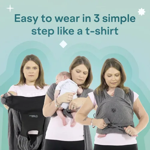 Miniatura 3 de Koala Babycare Portabebés Envolvente para Bebé, Fácil de Usar Como una Camiseta - Portabebés Original para Recién Nacido hasta Niño Pequeño - Gris