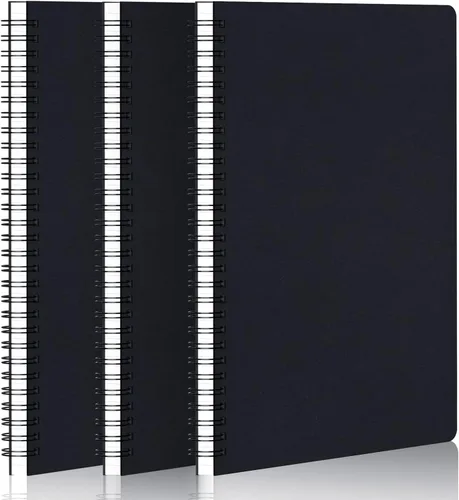 Miniatura 13 de EUSOAR Cuaderno de espiral de tapa dura, tamaño A5, paquete de 3 unidades de 5.5 x 8.3 pulgadas, 120 páginas, cuaderno de espiral con gráficos
