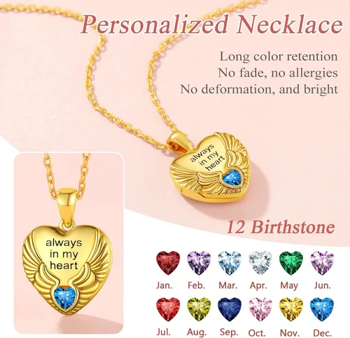 Miniatura 4 de FindChic Collar con medallón de corazón de plata de ley 925, nudo celta, rama delicada, ala de ángel, ramas de plantas, abrazo, llama, collar
