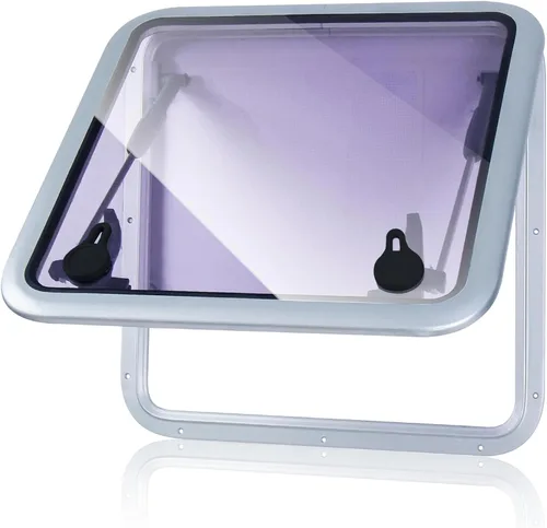 Miniatura 2 de Amarine Made Ventana de ojo de buey de 22.5 pulgadas x 22.5 pulgadas, ventana de barco de aluminio anodizado, ventana de ojo de buey marino con tapa