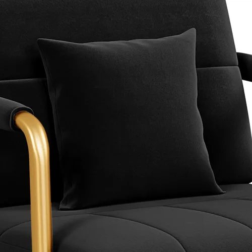 Miniatura 7 de Yaheetech Silla decorativa de terciopelo de 30 pulgadas de ancho, silla de sala de estar con marco dorado y almohada acogedora para sala de estar