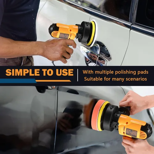 Miniatura 3 de CJC Pulidora de Búfer – Máquina de velocidad variable de 110 V 600 W – Pulidora orbital aleatoria para pisos, automóviles, muebles, encerado