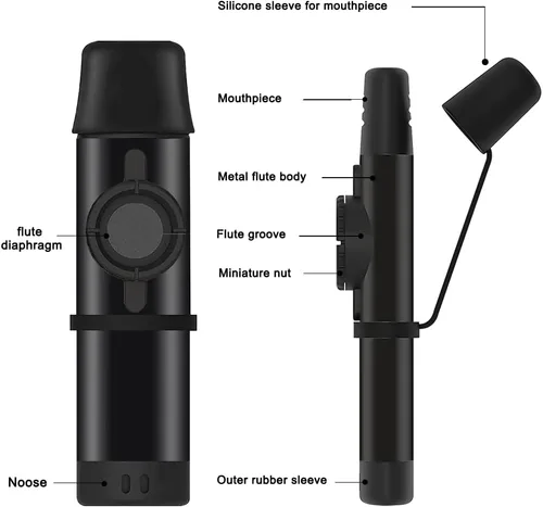 Miniatura 6 de Kazoo de metal mejorado, aleación de aluminio profesional de tono ajustable Kazoo con cinco diafragmas de flauta, boquilla de grado alimenticio