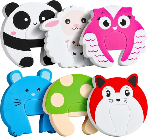 Miniatura 8 de Topes de Puerta, 7 Piezas Protector de Esquina a Prueba de Bebés Tope de Puerta de Animales de Dibujos Animados para Bebés Cojín de Espuma Suave