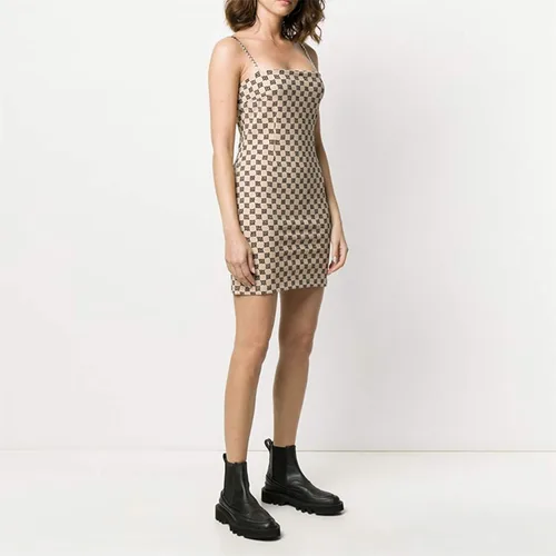 Miniatura 4 de Orsherlly Womens Print Mini Metal Chain Cami Bodycon Short Dress