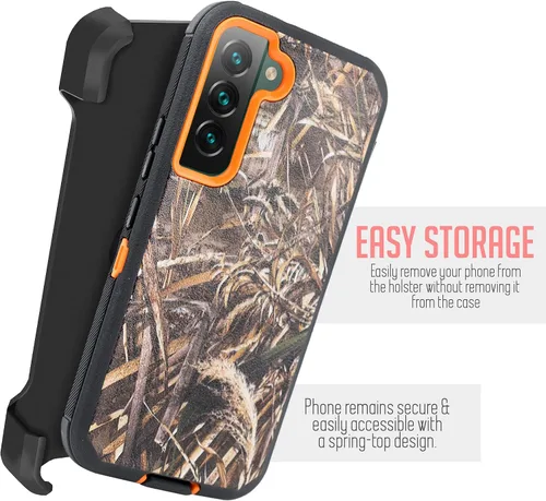 Miniatura 5 de Funda para Samsung Galaxy S22 de 6.1 pulgadas con funda de clip para cinturón, resistente de grado militar con soporte giratorio de 360° (camuflaje)
