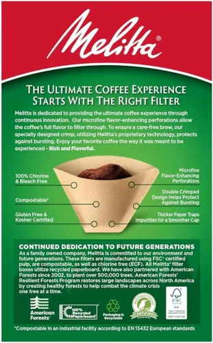 Miniatura 11 de Melitta - Filtros cónicos para café número 2, marrón natural, 100 unidades - Se adaptan a todas las cafeteras de cono de 2-6 tazas y cafeteras
